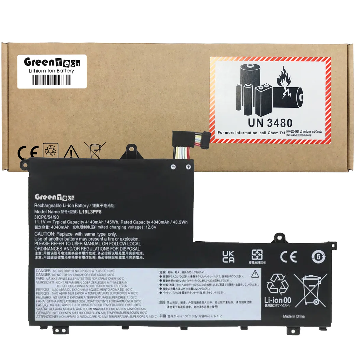 GreenTechLLC GreenTechLLC 11.1V 45Wh laptop battery for ThinkBook 14/15-IML IIL — product photo