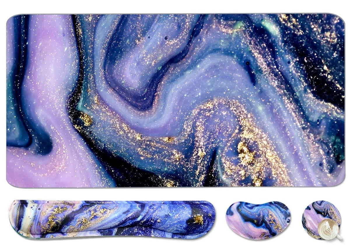 WB WEIRDBEAST 4-in-1 Extended Mouse Pad Set Purple Marble — product photo
