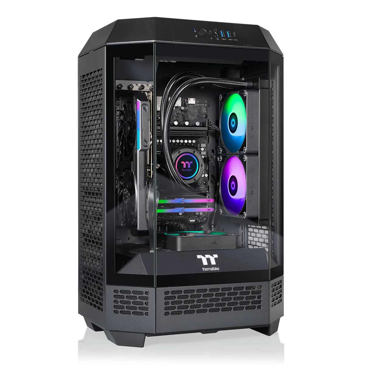Thermaltake Thermaltake T3BK-B650-96X-LCS gaming PC Ryzen 7 8700F 32GB DDR5 1TB NVMe Radeon RX 9060 XT 16GB — product photo