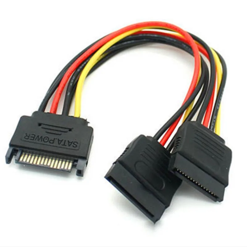 HANNORD HANNORD SATA Power Y Splitter Cable 15 Pin Male to Dual Female 7 Inch 2 Pack — product photo