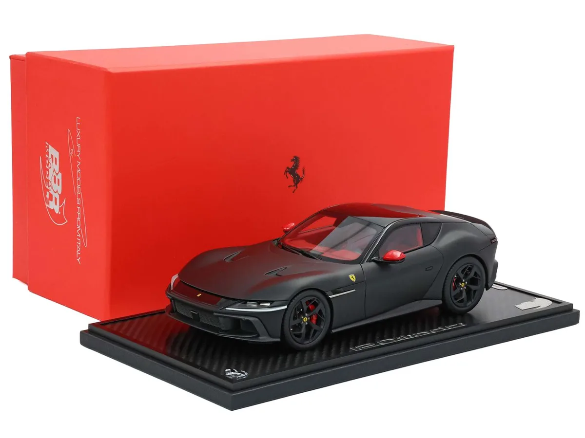 BBR BBR Ferrari 12Cilindri Panoramic Roof Matt Black Display Case Limited Edition 48 pieces 1/18 Hobby Collectible — product photo