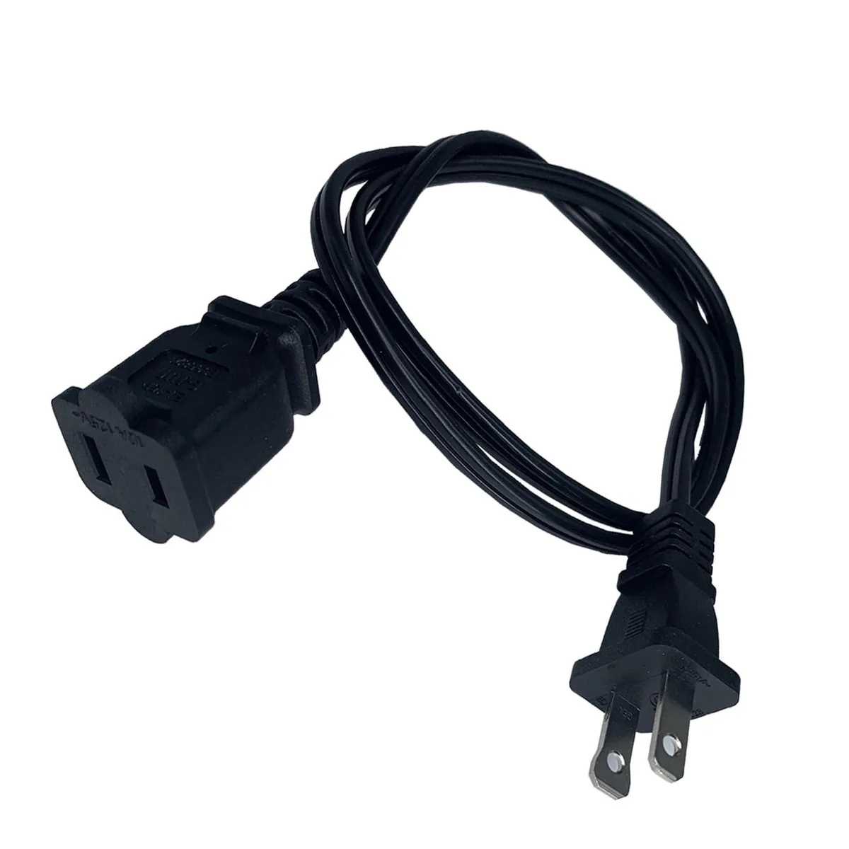  Lpins Power Extension Cord 3 ft 18 AWG 10 A 125 V NEMA 1-15P to NEMA 1-15R Black — product photo
