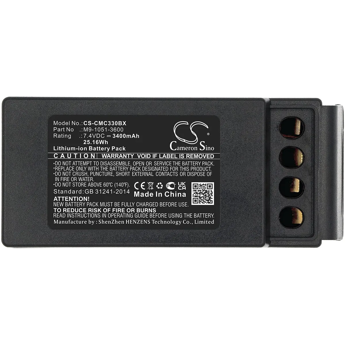  Cameron Sino Battery for Cavotec MC3300 M9-1051-3600 3400mAh 7.4V — product photo