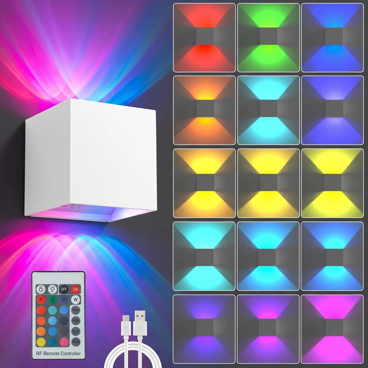  SURPALIG RGB Wall Sconce 6000mAh 16 Colors Magnetic White — product photo