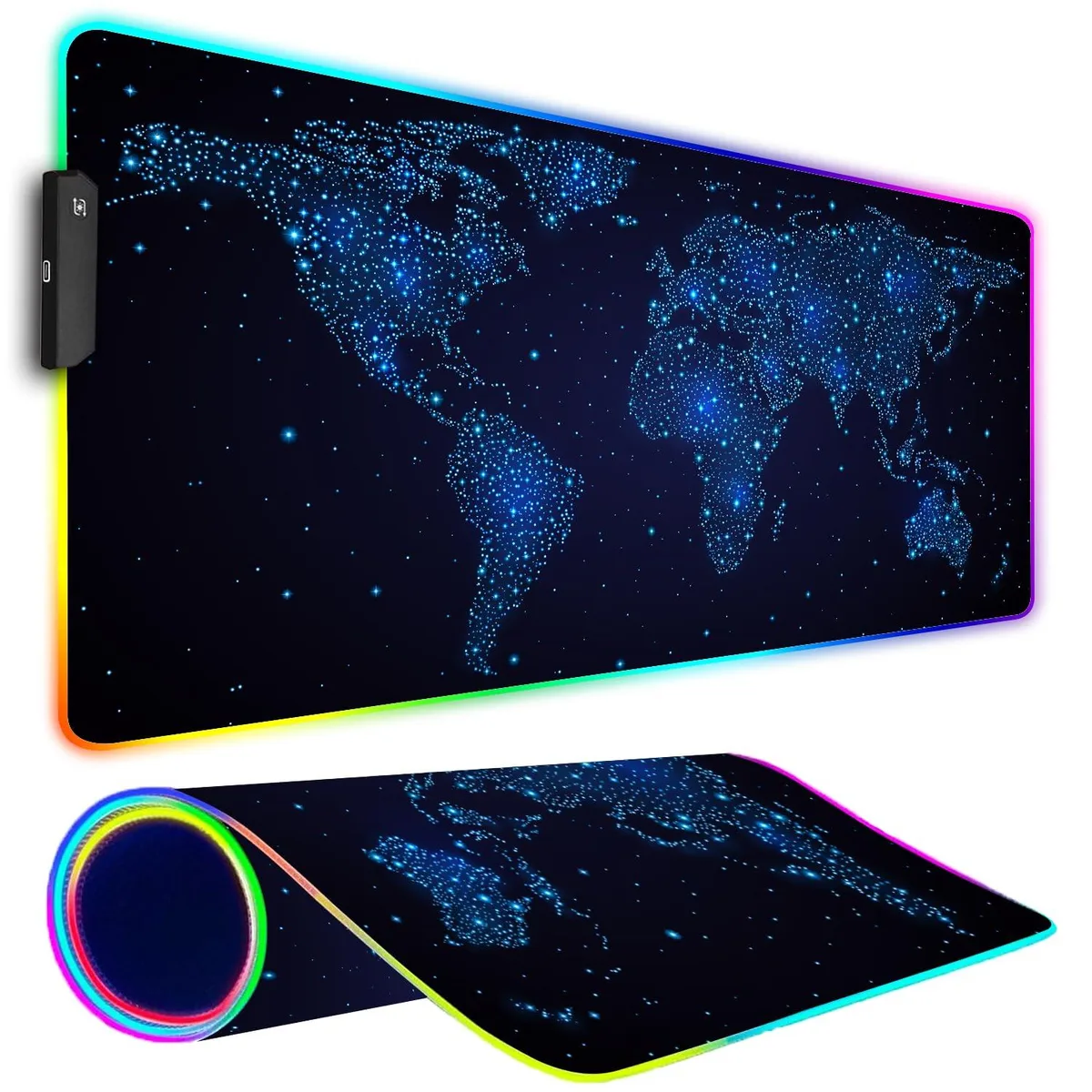 KEHIPI KEHIPI RGB Mouse Pad 31.5 x 11.8 in Galaxy World Map — product photo