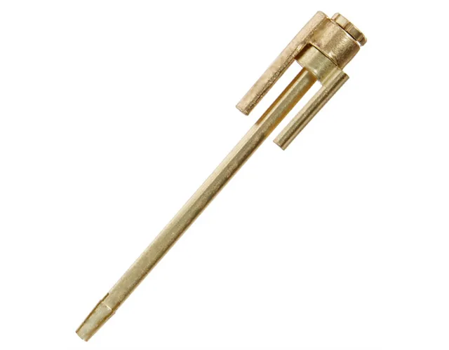 Polished brass hinge pin door stop, traditional style, 5 inches long