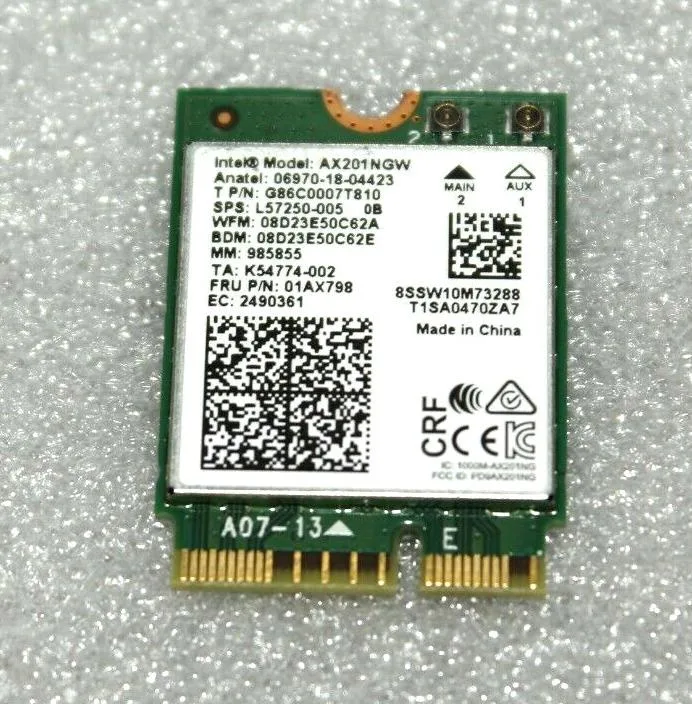 Intel Intel 01Ax798 AX201 2.4Gbps Wi-Fi Bluetooth 5.2 expansion card — product photo