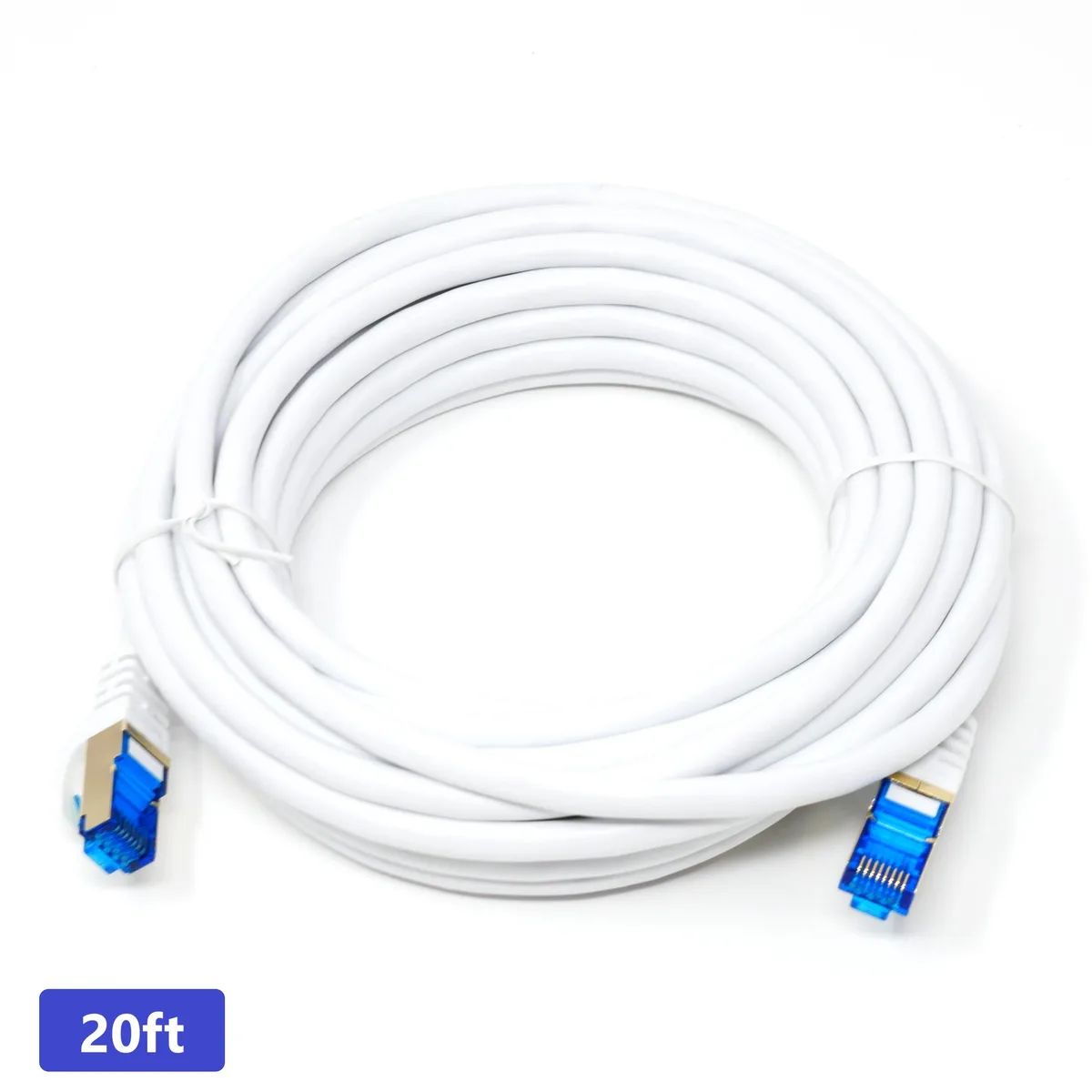 QualGear QualGear Cat 7 RJ45 Ethernet Cable 20 ft White Round — product photo
