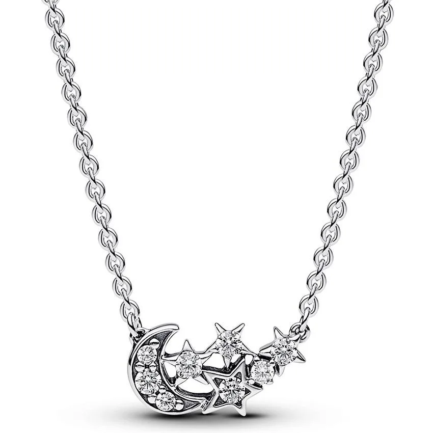 PANDORA PANDORA Sparkling Moon &amp; Star Sterling Silver Necklace — product photo