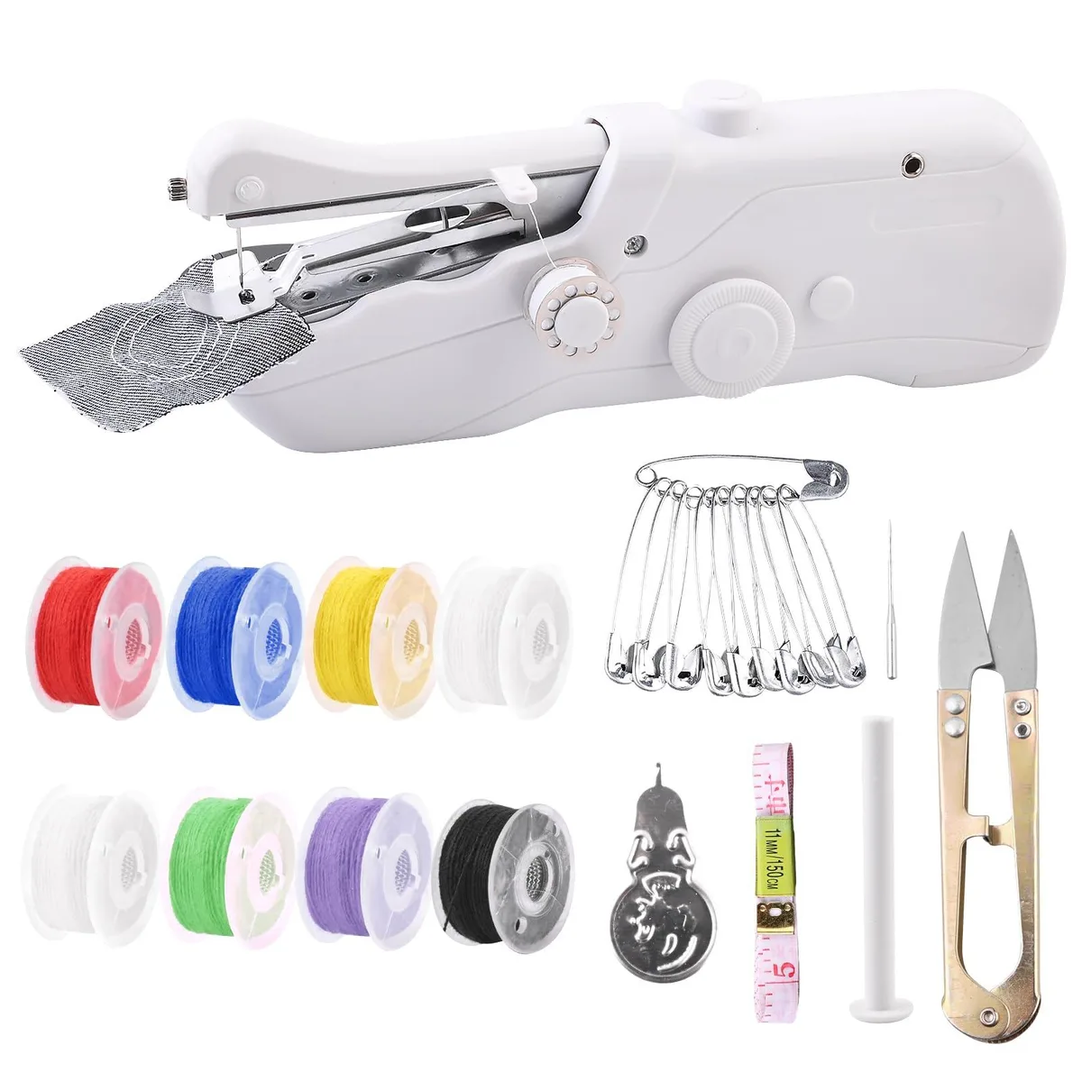  PPDAMN Handheld Sewing Machine White 8 spools 350 stitches/min — product photo