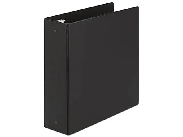 Black suede-finish economy round-ring binder with two interior pockets