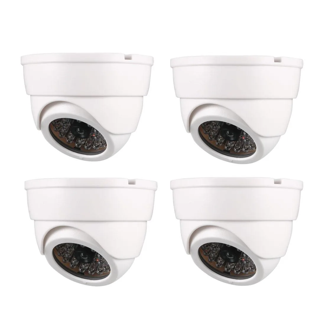 Unique-Bargains Unique-Bargains Fake Security Camera Dummy Dome CCTV Blinking Red LED White 4pcs — product photo