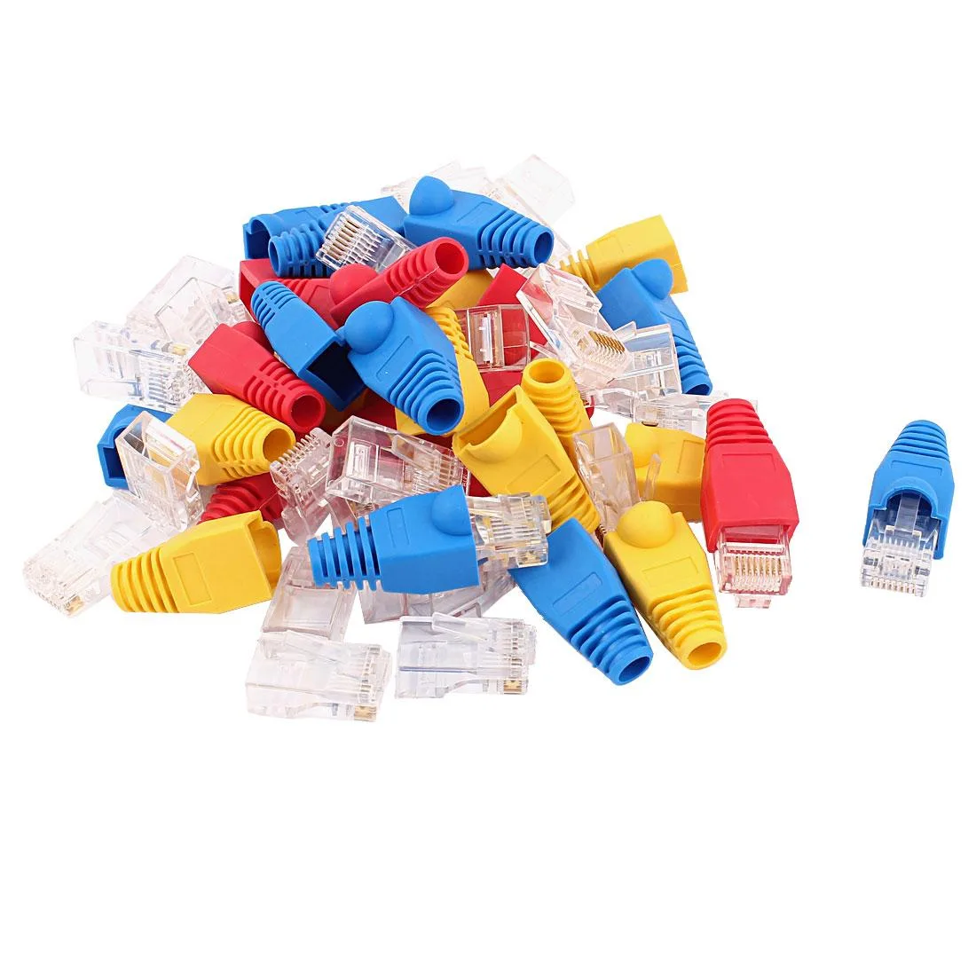 Unique-Bargains Unique-Bargains 30pcs 8P8C Cat6 RJ45 Shielded Modular Plug Adapter w Boot Protector telephone accessory — product photo