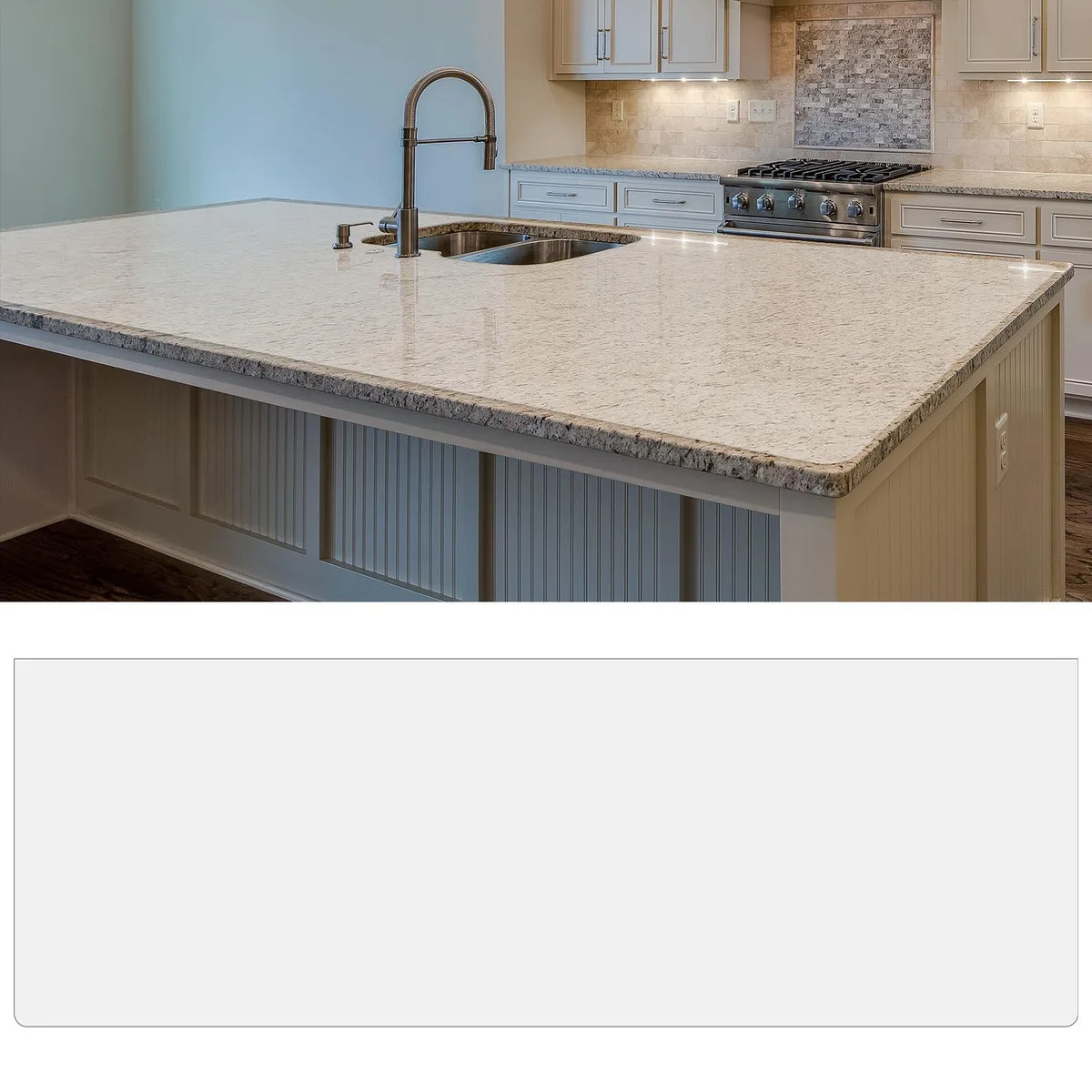 Translucent white silicone counter mat rolled up, 120 by 24 inches