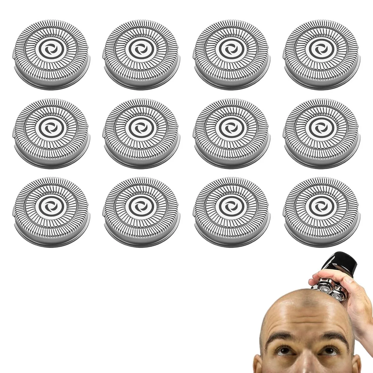 TAURKENAM TAURKENAM 12 Pack Replacement Shaver Heads 4 Head 360 Floating Blades — product photo