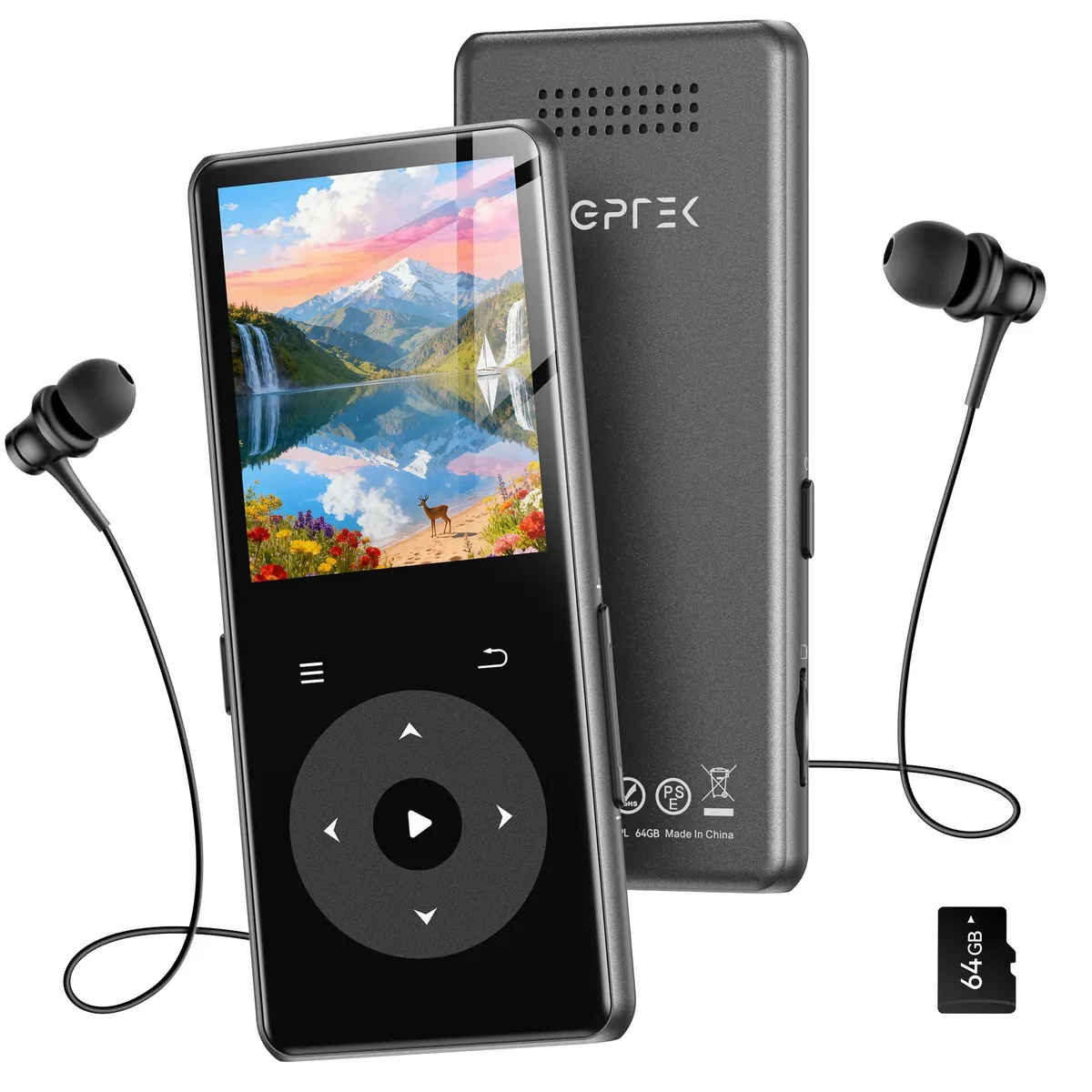  AGPTEK M7 64GB MP3 Player Bluetooth 5.4 1.8" Black — product photo