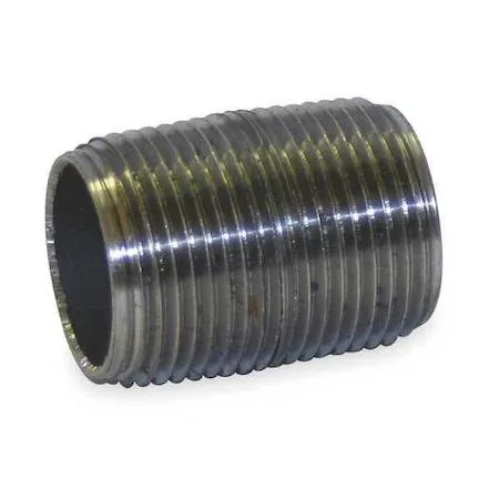Black anodised steel pipe nipple, 6 inch NPT threads