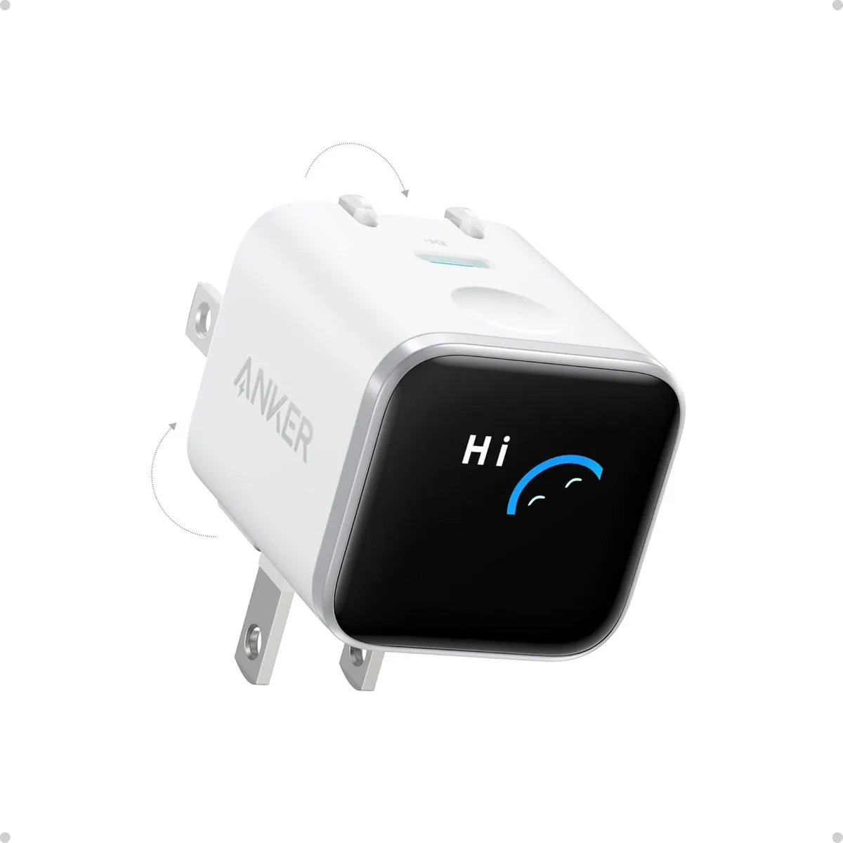 Anker Anker A121D Nano 45W USB-C Charger Smart Display 180° Foldable Plug White — product photo