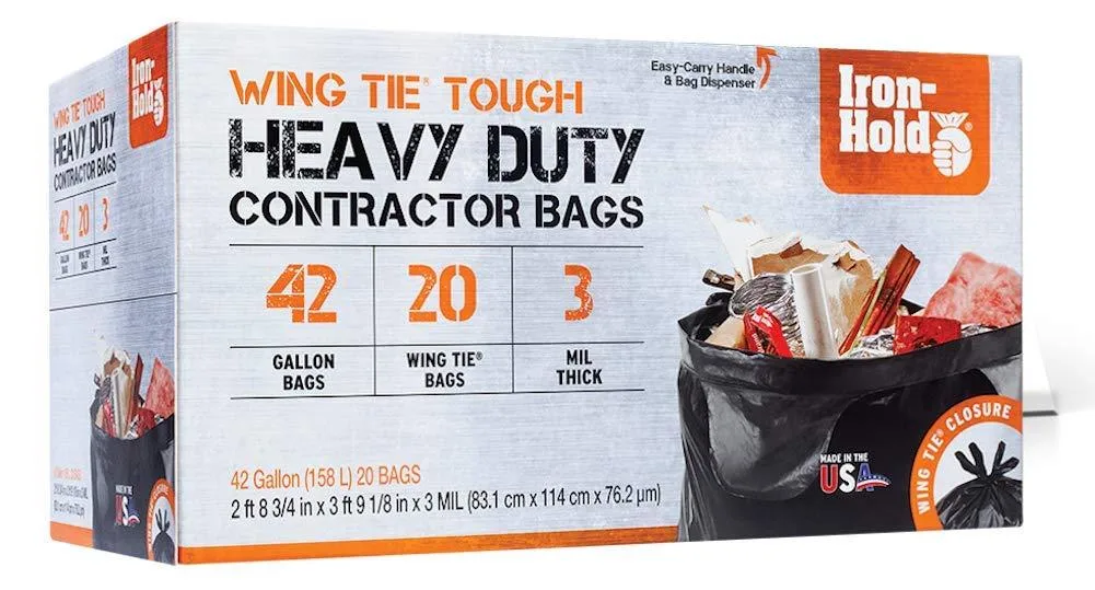  Baldwin Iron-Hold 42 Gallon 20 Count 3.0 Mil Contractor Trash Bags Black — product photo