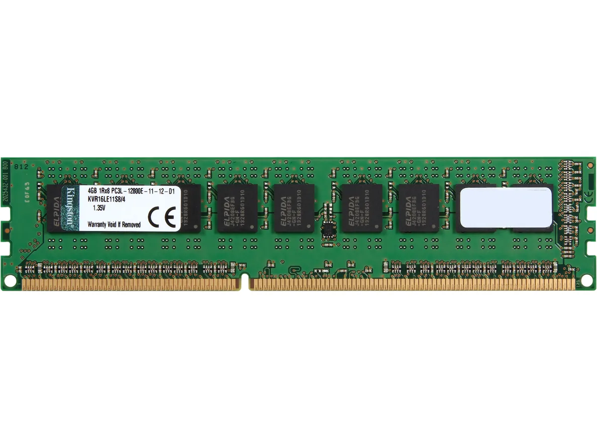 Kingston Technology Corp. Kingston Technology Corp. KVR16LE11S8/4 4GB DDR3 1600 ECC Unbuffered CL11 1.35V Server RAM — product photo