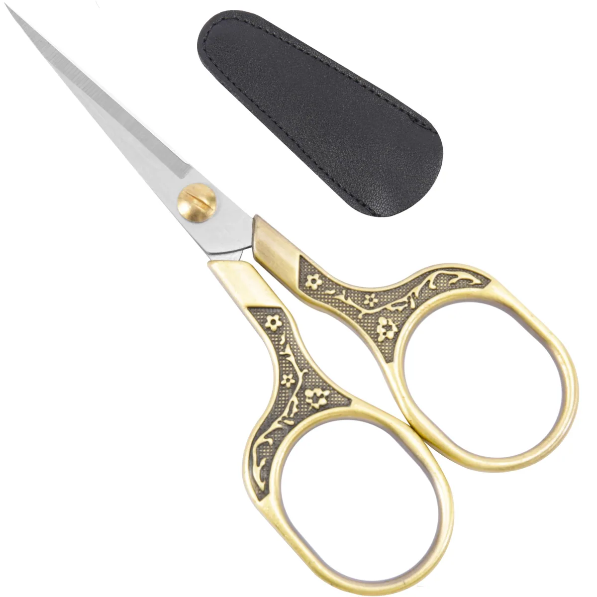 GLEXAL PJ1600 5" Bronze Scissors with Leather Sheath — product photo