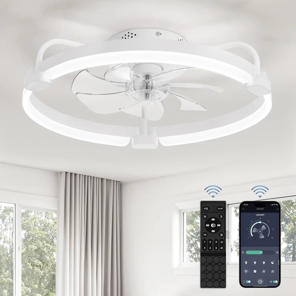  LEDIARY LM20 20 INCH ceiling fan 3000-6000K 6 speeds — product photo