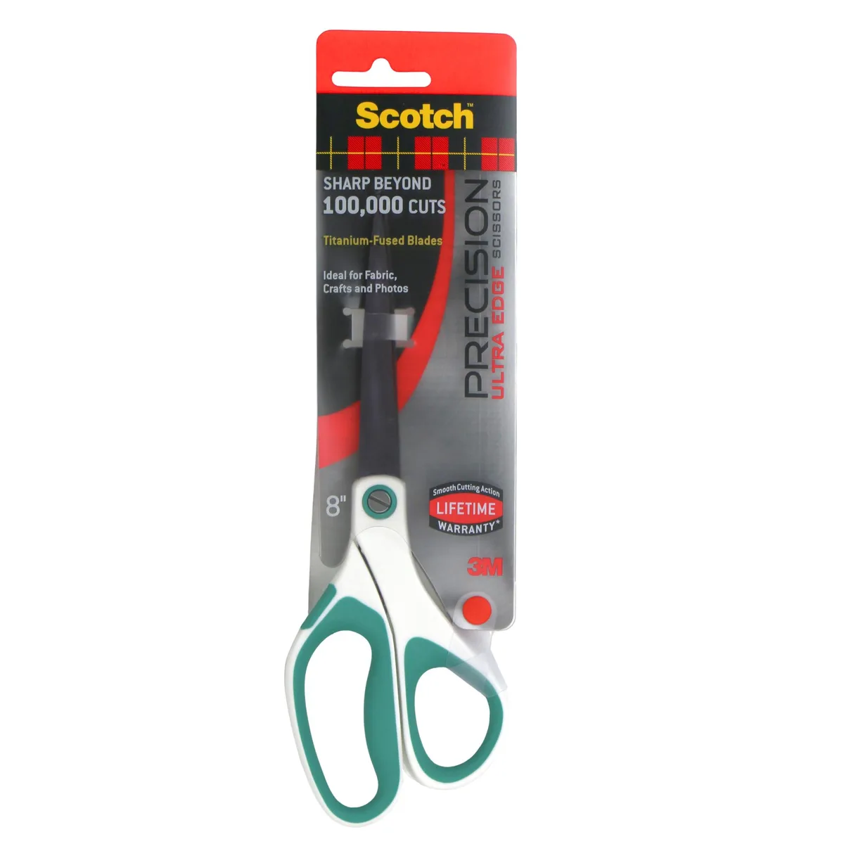 Green 8-inch titanium-fused scissors with soft comfort grip handles