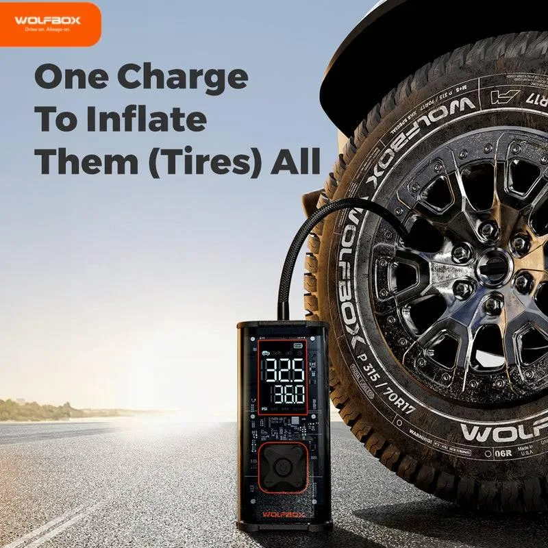 WOLFBOX WOLFBOX Cordless Tire Inflator 150 PSI 12000mAh Black — product photo