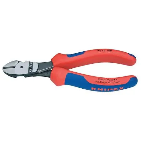 Knipex high-leverage diagonal cutting pliers, 6 1/4 inch, grey steel head, red plastic handles