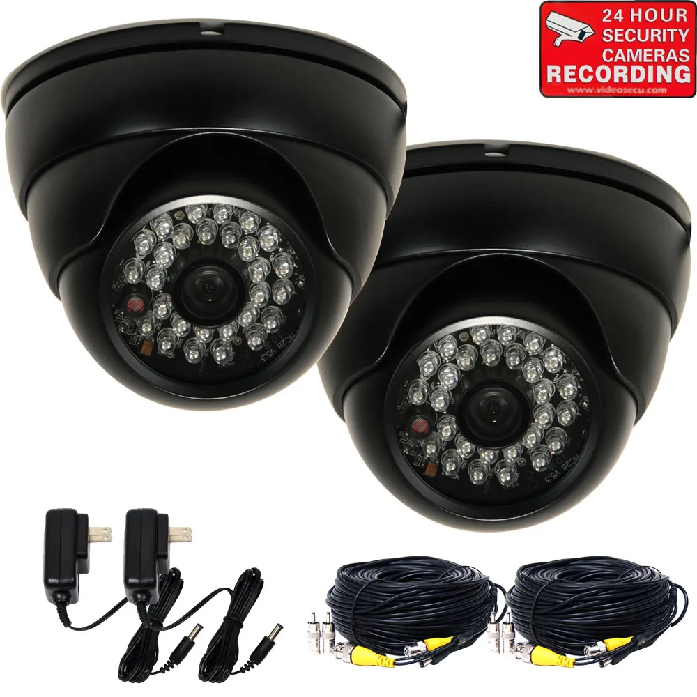 VideoSecu VideoSecu VD6HBLKC2 2-pack 600TVL dome CCTV cameras 3.6mm 28 IR LEDs — product photo