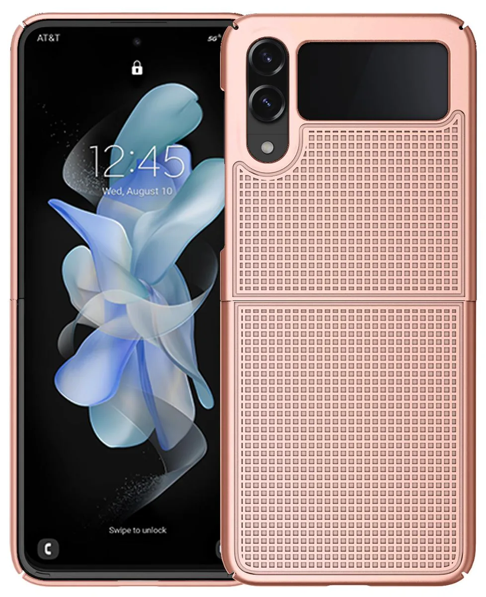 Nakedcellphone Nakedcellphone ZFLIP4-GRID-ROSE Rose Gold Hard Case for Samsung Galaxy Z Flip 4 5G 2022 — product photo