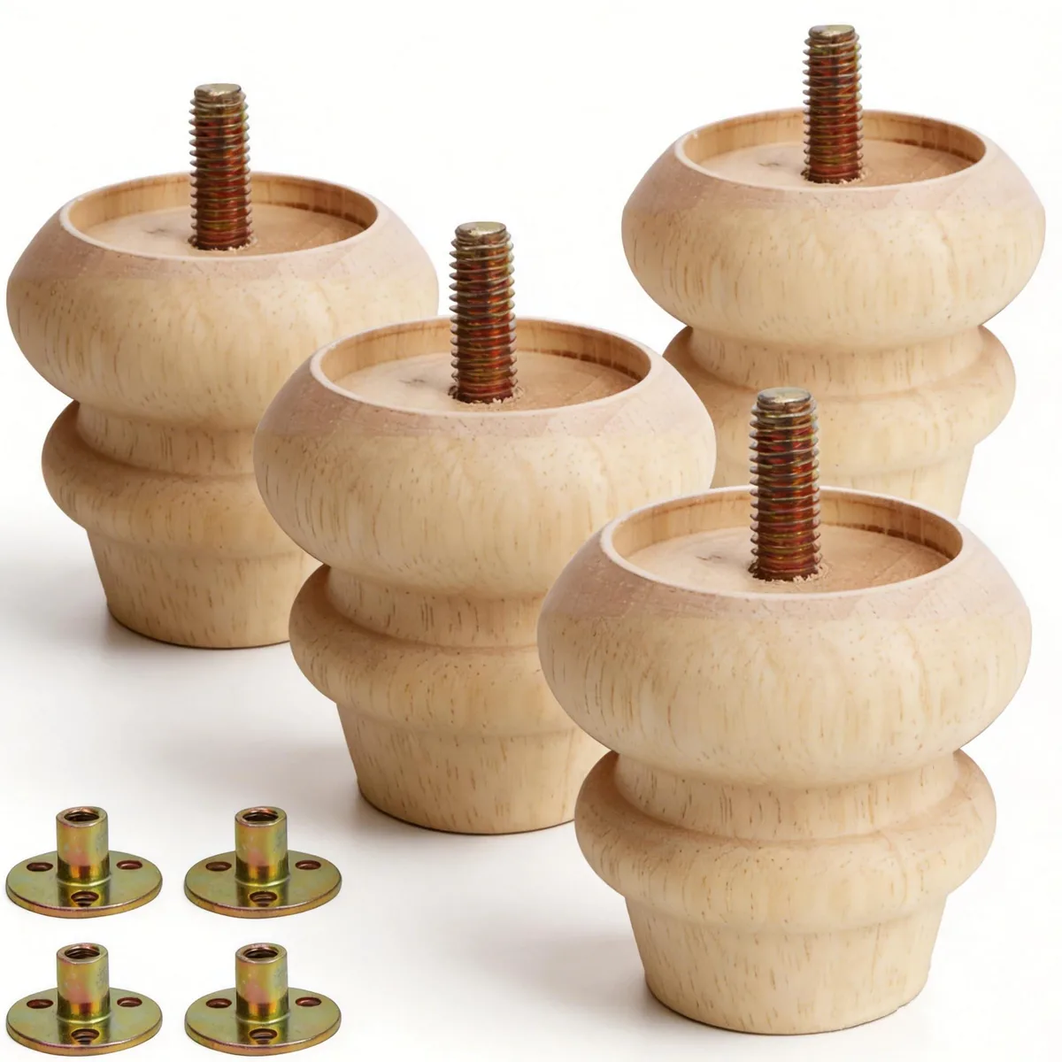  ASUS 2 Inch Wooden Unfinished Bun Feet Set of 4 — product photo