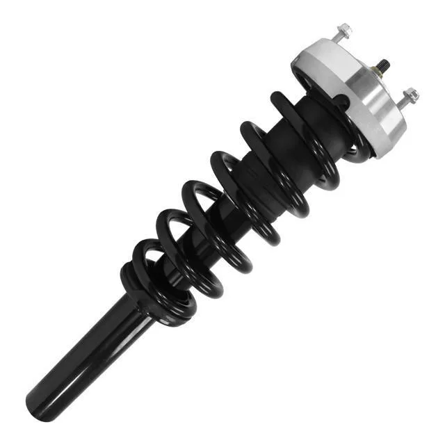Silver metal front right strut assembly with coiled spring and top mount components