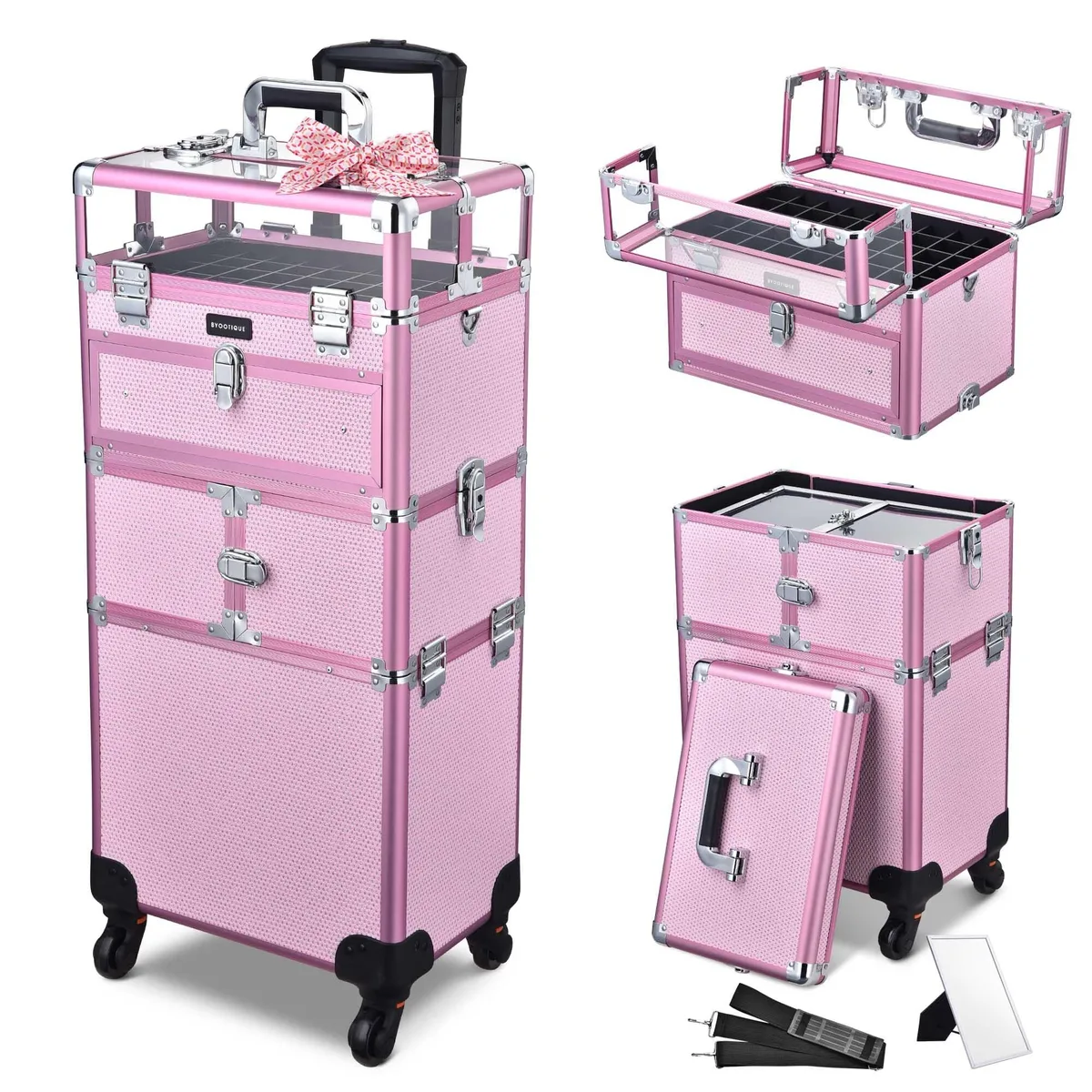 Yescom USA, Inc. Yescom USA, Inc. 12MKC070-NL-C2D-12 Pink Luggage with 54 Slots and 6 Trays — product photo
