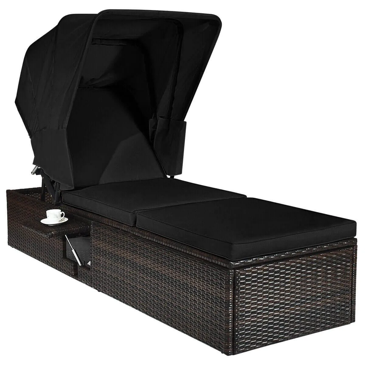 SlickBlue SlickBlue Adjustable Cushioned Chaise Lounge with Folding Canopy Black — product photo