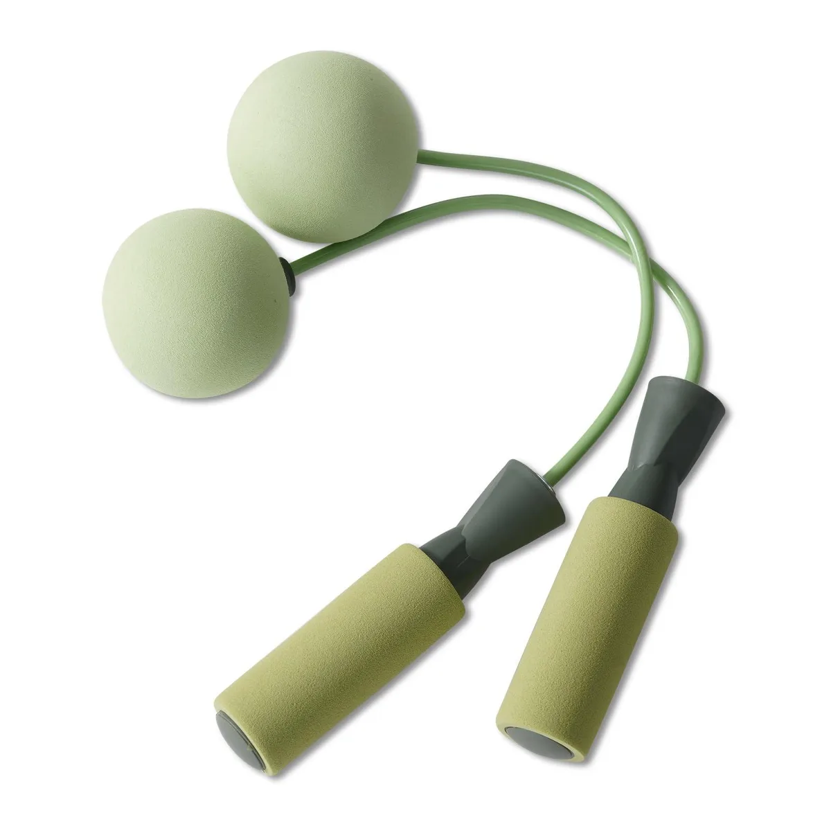 Green cordless jump rope with weighted ball handles