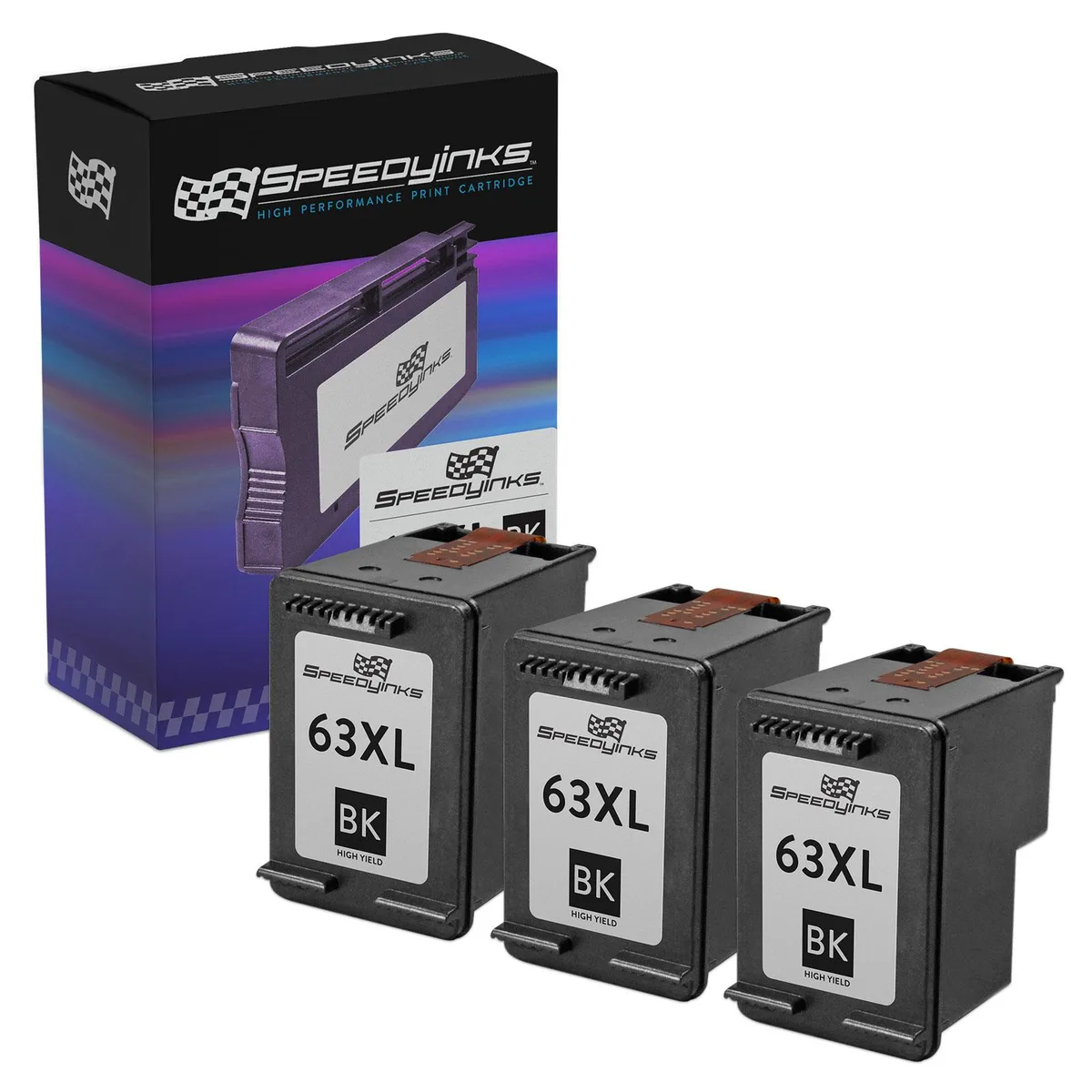 SpeedyInks SpeedyInks HP 63XL High Yield Black Ink Cartridge 3-Pack — product photo
