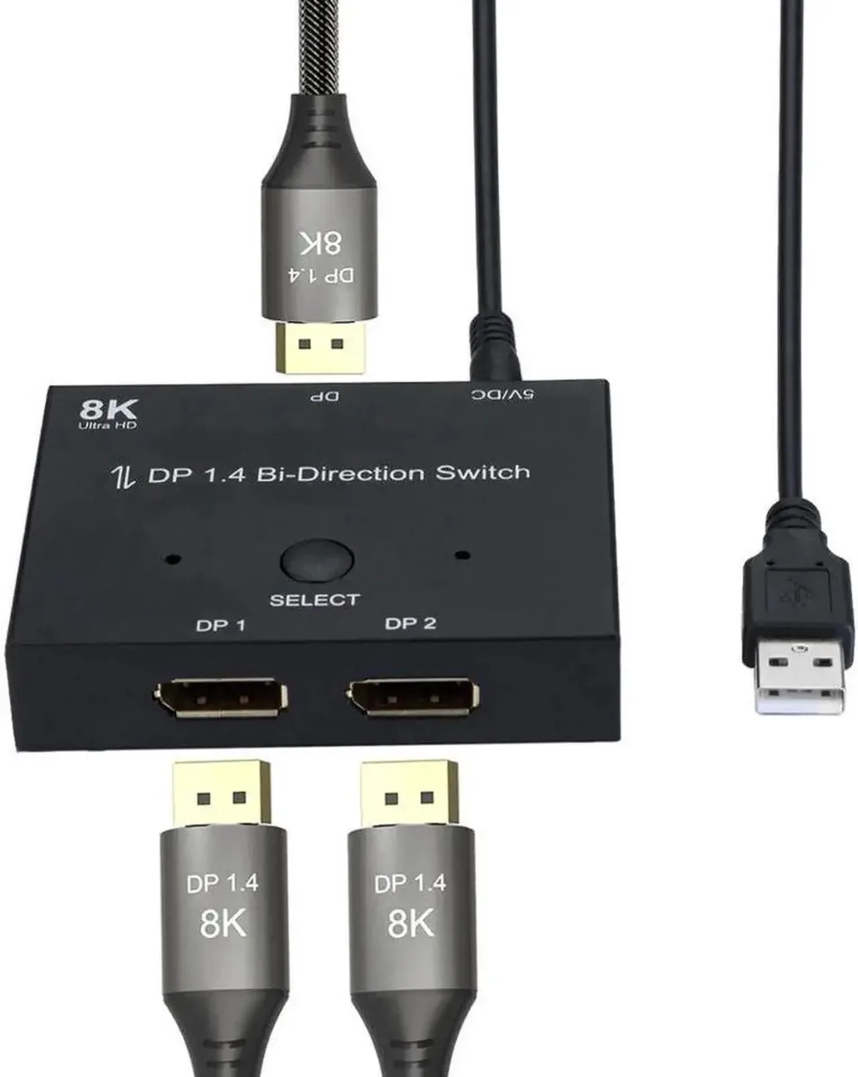 SMUGDESK SMUGDESK Bi-Directional DP 1.4 Switch 2 In 1 Out / 1 In 2 Out 8K@30Hz 4K@120Hz DisplayPort Splitter Switcher — product photo