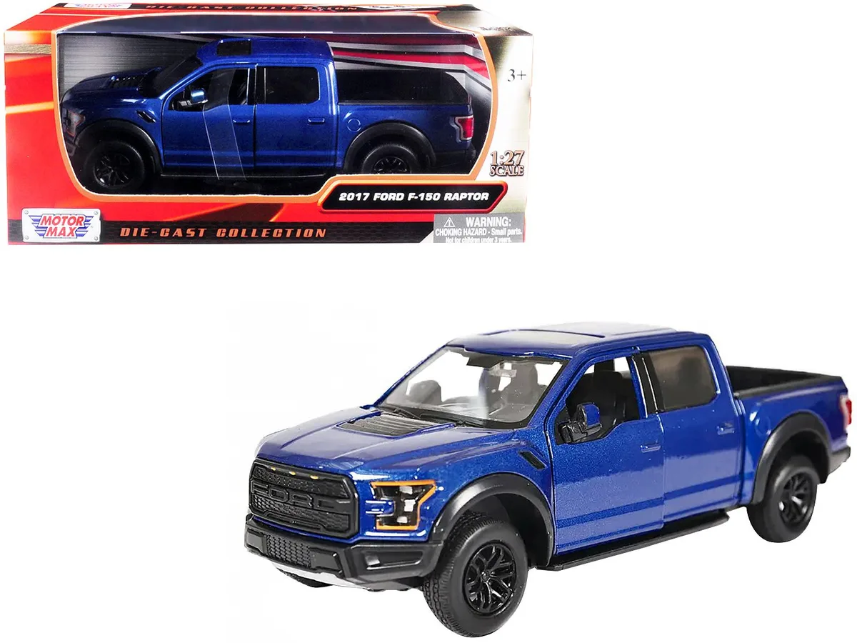 MOTORMAX MOTORMAX 2017 Ford F-150 Raptor 1/27 Diecast Truck Blue Black Wheels — product photo