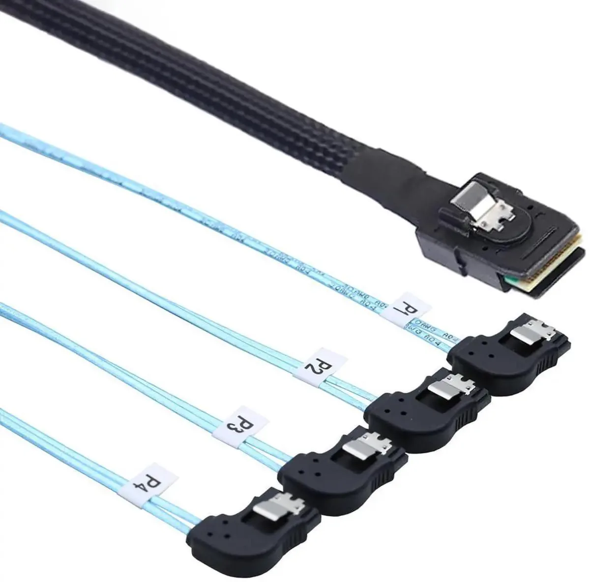 SMUGDESK SMUGDESK Mini SAS SFF8087 to 4× LeftAngle SATA 12Gbps Cable 0.5M — product photo