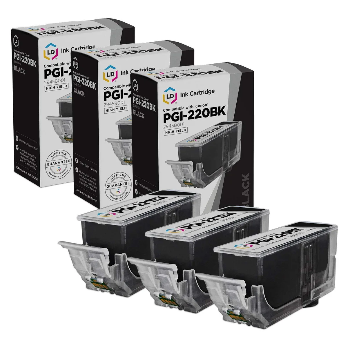 LD Products LD Products PGI-220 Pigment Black Ink Cartridge 3-Pack — product photo
