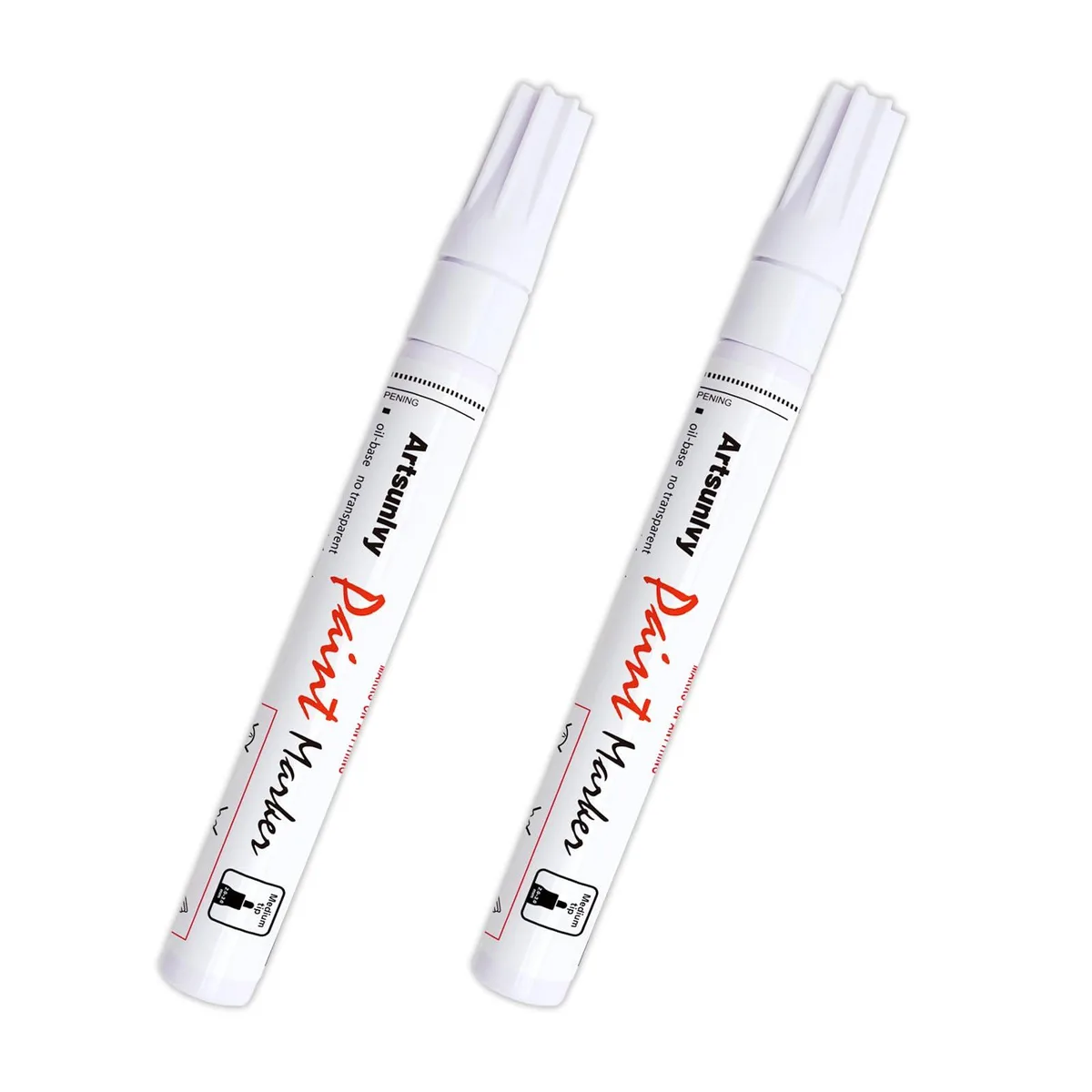 White Paint Pens 2 Pack Oil Based Waterproof Medium Point — product photo