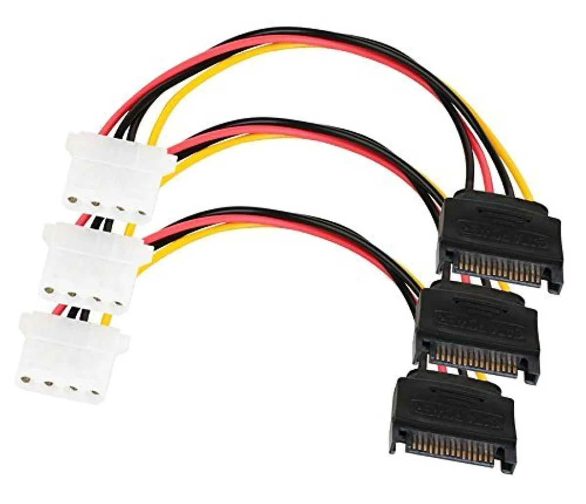 Vszerda Vszerda SATA 15 Pin Male to Molex LP4 Female Power Cable 7-inch 3 Pack — product photo