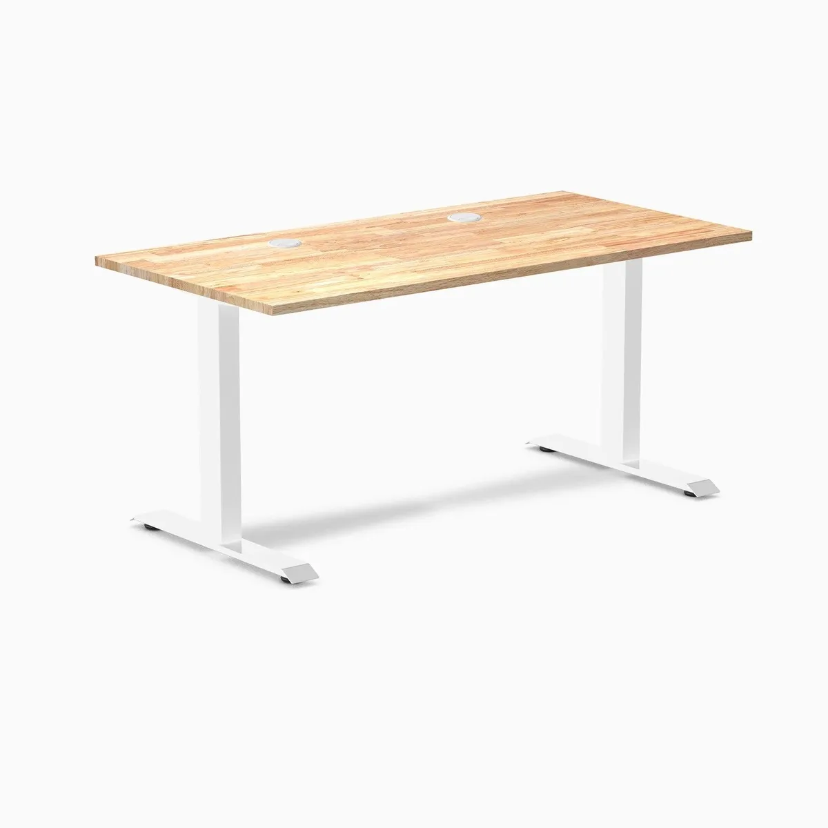 Desky Desky Zero Rubberwood Office Desk Natural Timber White 48 x 30 in — product photo