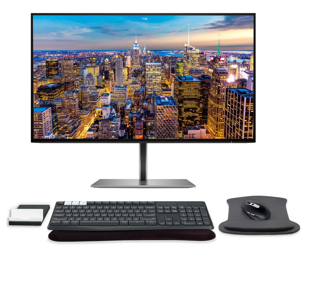 HP HP Z27u G3 27" QHD Monitor Bundle with K375s Keyboard, M585 Mouse, Gel Pads — product photo