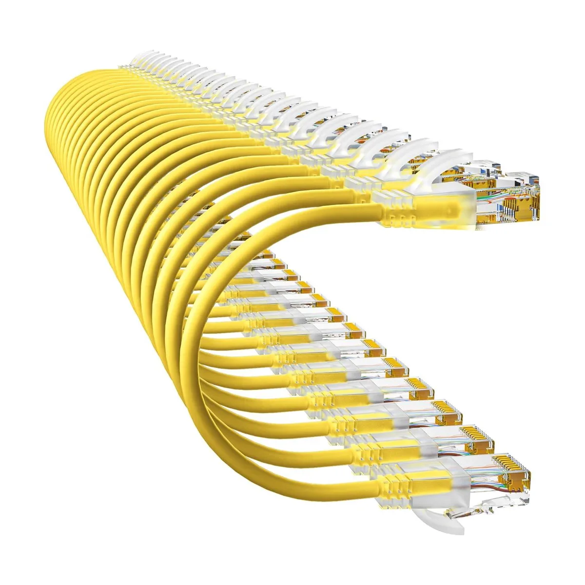 BFKK BFKK Cat6a Slim Patch Cable 0.5ft 24 Pack Yellow — product photo