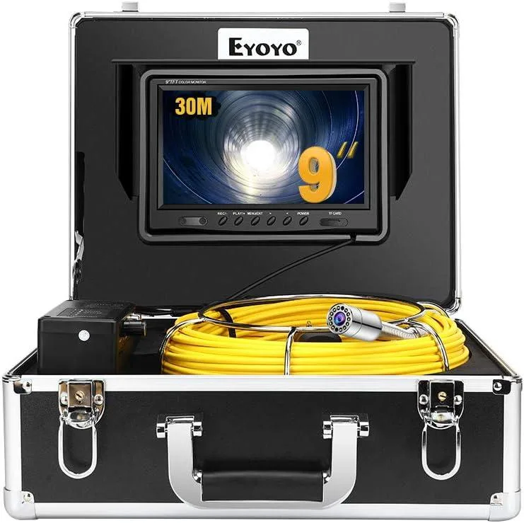 Eyoyo Eyoyo 30M Pipe Inspection Camera 9 Inch Monitor 1000TVL DVR 8GB SD Card — product photo