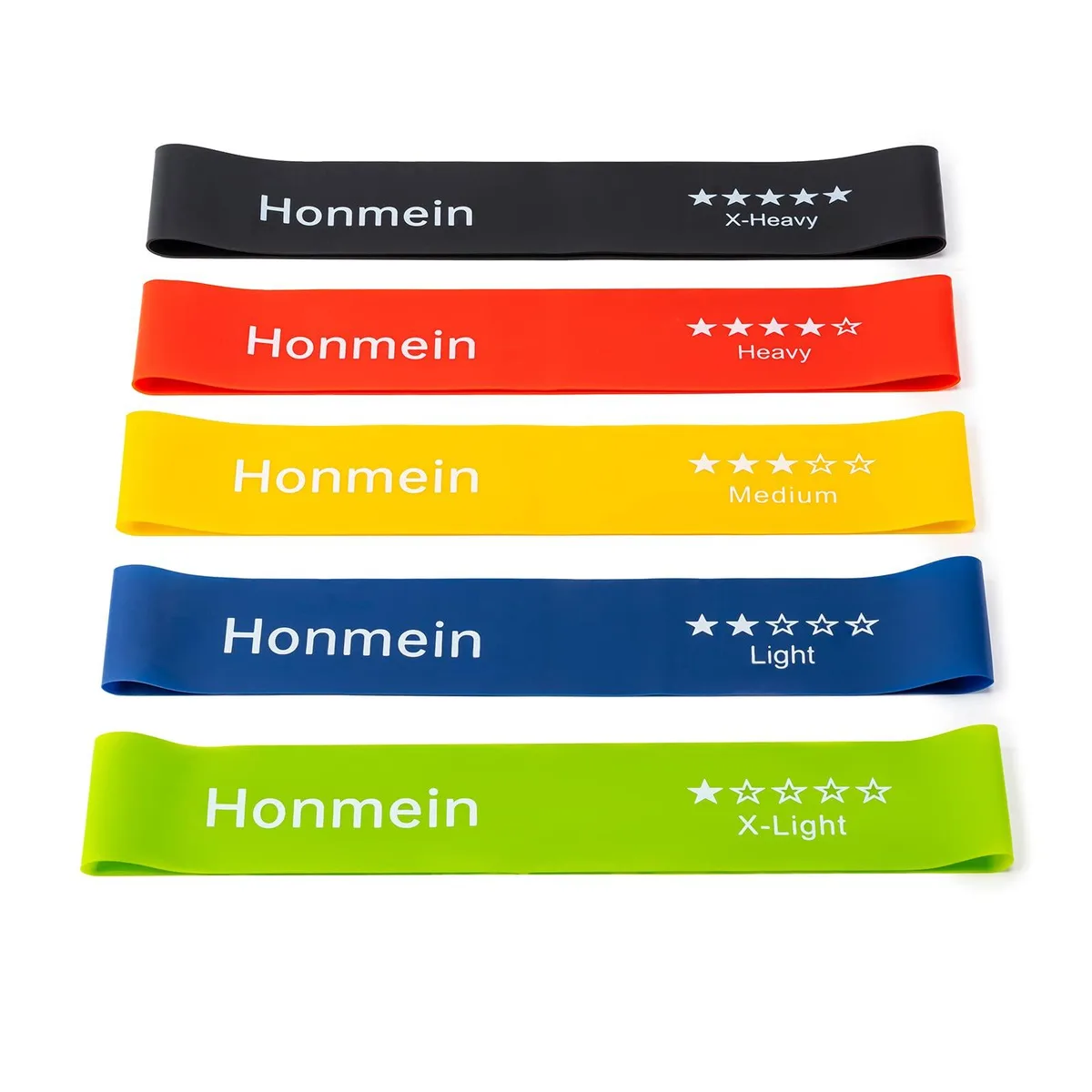 Honmein Resistance Bands 5 Levels Heavy Natural Rubber Multi-Color — product photo