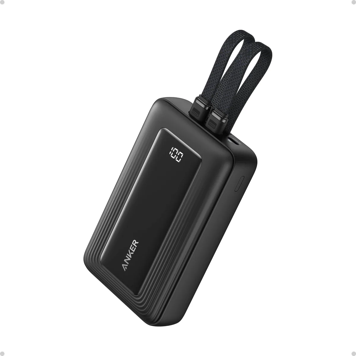  Anker A1681 20000mAh 30W power bank with built-in USB-C and Lightning cables — product photo