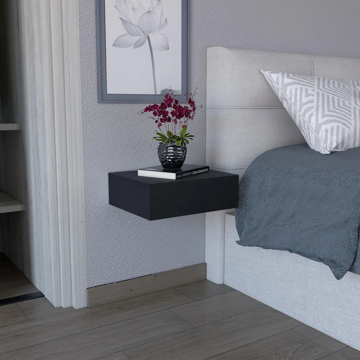 tuphen tuphen Milano Floating Nightstand Black 15.7"W 13.4"D — product photo